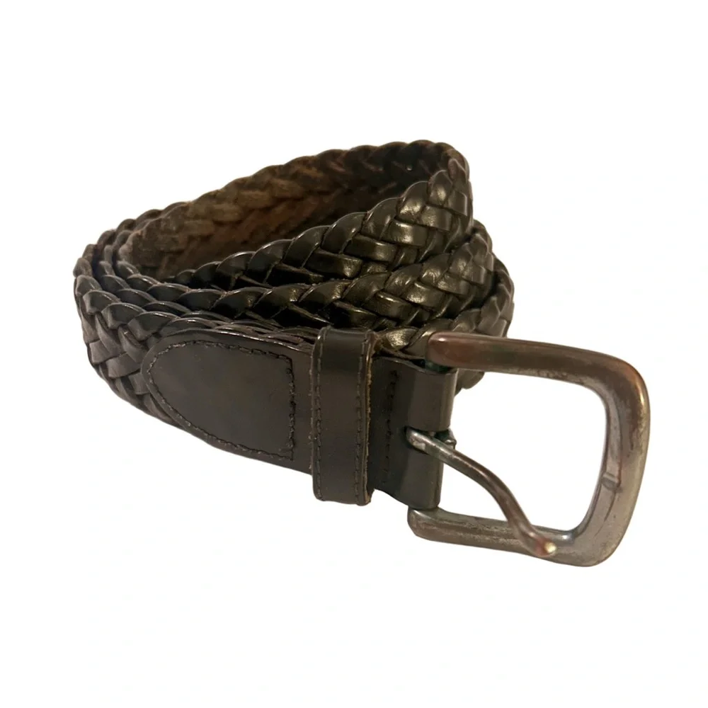 GAP Men’s Braided Genuine Leather Black Belt Size 38